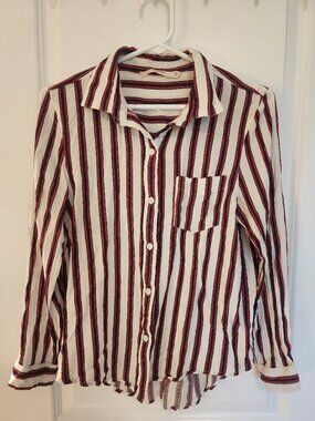 Ellison Button-Down Top, Red, Size Small